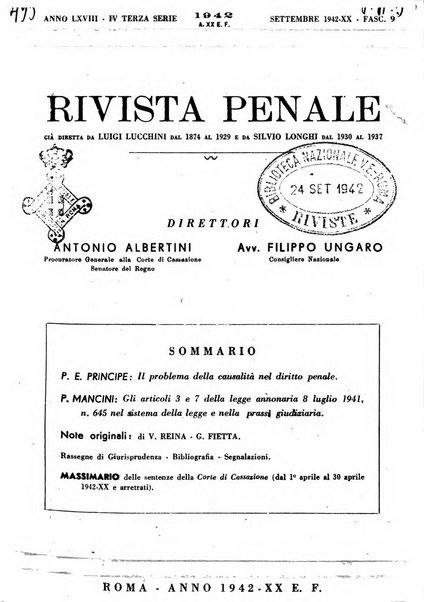 Rivista penale rassegna di dottrina, legislazione, giurisprudenza