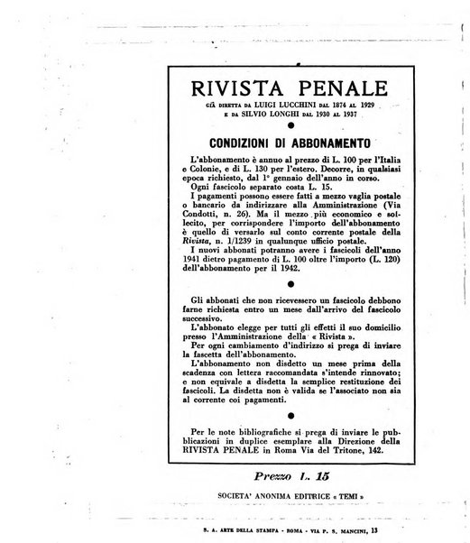 Rivista penale rassegna di dottrina, legislazione, giurisprudenza