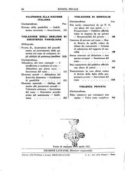 Rivista penale rassegna di dottrina, legislazione, giurisprudenza