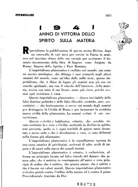 Tempo di Mussolini sintesi mensile di storia, studi politici, azione fascista: organo ufficiale del Centro milanese per lo studio del problema e braico