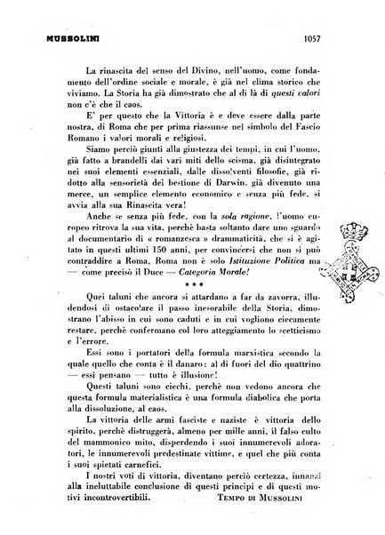 Tempo di Mussolini sintesi mensile di storia, studi politici, azione fascista: organo ufficiale del Centro milanese per lo studio del problema e braico