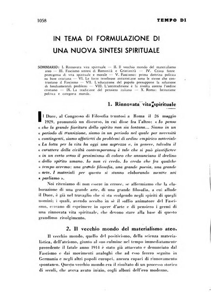 Tempo di Mussolini sintesi mensile di storia, studi politici, azione fascista: organo ufficiale del Centro milanese per lo studio del problema e braico