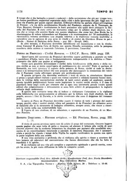 Tempo di Mussolini sintesi mensile di storia, studi politici, azione fascista: organo ufficiale del Centro milanese per lo studio del problema e braico