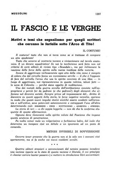 Tempo di Mussolini sintesi mensile di storia, studi politici, azione fascista: organo ufficiale del Centro milanese per lo studio del problema e braico