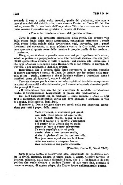 Tempo di Mussolini sintesi mensile di storia, studi politici, azione fascista: organo ufficiale del Centro milanese per lo studio del problema e braico