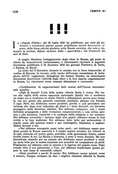 Tempo di Mussolini sintesi mensile di storia, studi politici, azione fascista: organo ufficiale del Centro milanese per lo studio del problema e braico