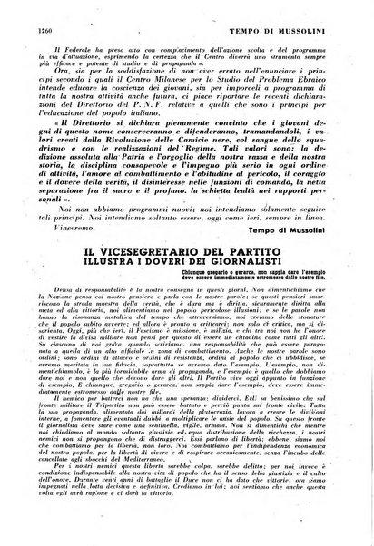 Tempo di Mussolini sintesi mensile di storia, studi politici, azione fascista: organo ufficiale del Centro milanese per lo studio del problema e braico