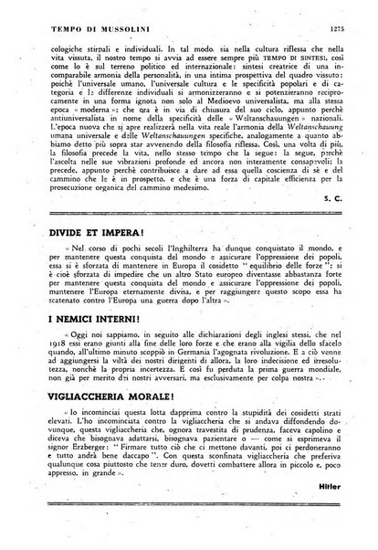 Tempo di Mussolini sintesi mensile di storia, studi politici, azione fascista: organo ufficiale del Centro milanese per lo studio del problema e braico