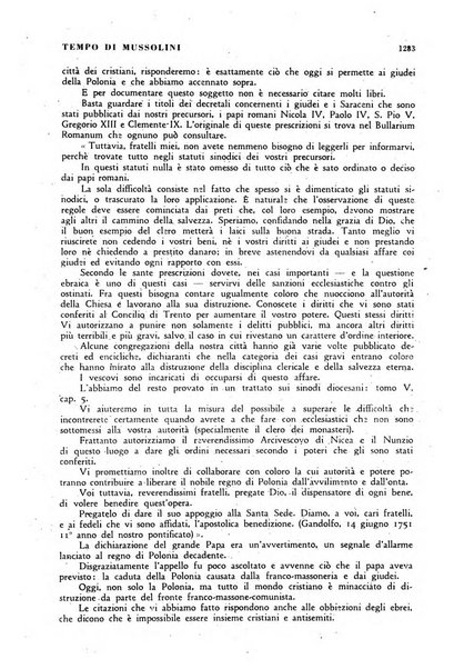 Tempo di Mussolini sintesi mensile di storia, studi politici, azione fascista: organo ufficiale del Centro milanese per lo studio del problema e braico