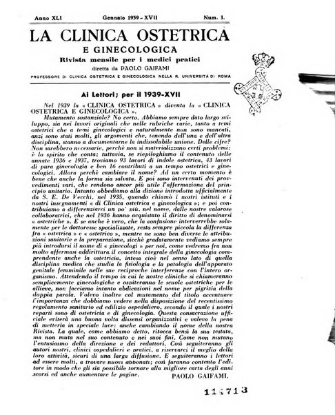 La clinica ostetrica e ginecologica rivista mensile per i medici pratici