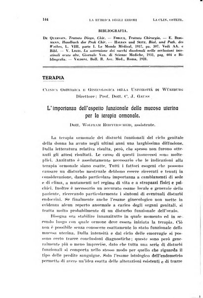 La clinica ostetrica e ginecologica rivista mensile per i medici pratici