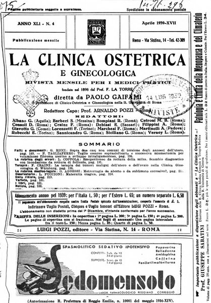 La clinica ostetrica e ginecologica rivista mensile per i medici pratici