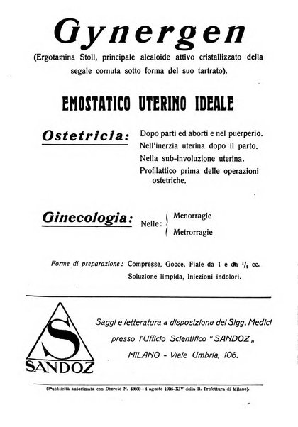 La clinica ostetrica e ginecologica rivista mensile per i medici pratici