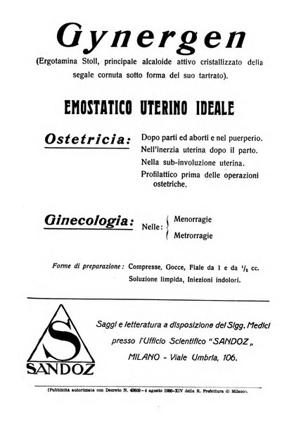 La clinica ostetrica e ginecologica rivista mensile per i medici pratici