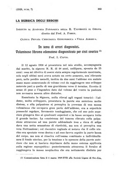 La clinica ostetrica e ginecologica rivista mensile per i medici pratici