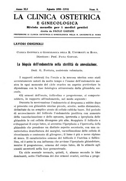 La clinica ostetrica e ginecologica rivista mensile per i medici pratici