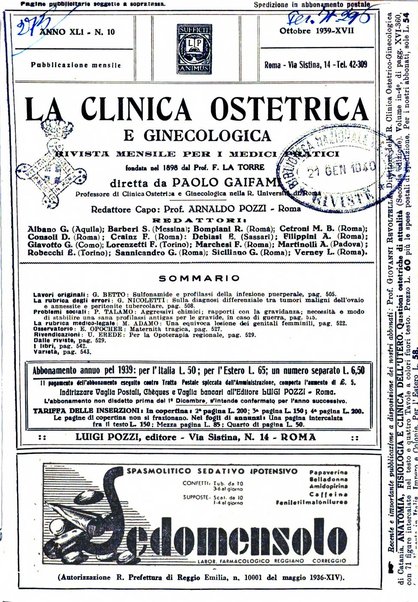 La clinica ostetrica e ginecologica rivista mensile per i medici pratici