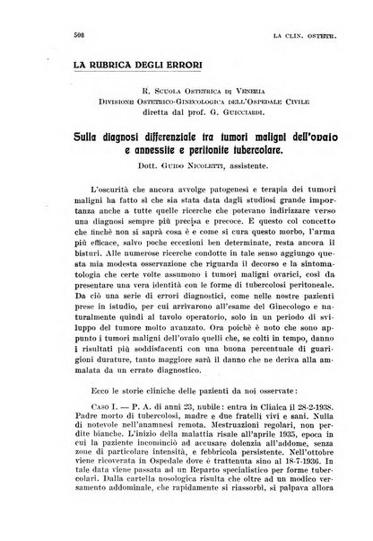 La clinica ostetrica e ginecologica rivista mensile per i medici pratici