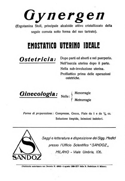 La clinica ostetrica e ginecologica rivista mensile per i medici pratici