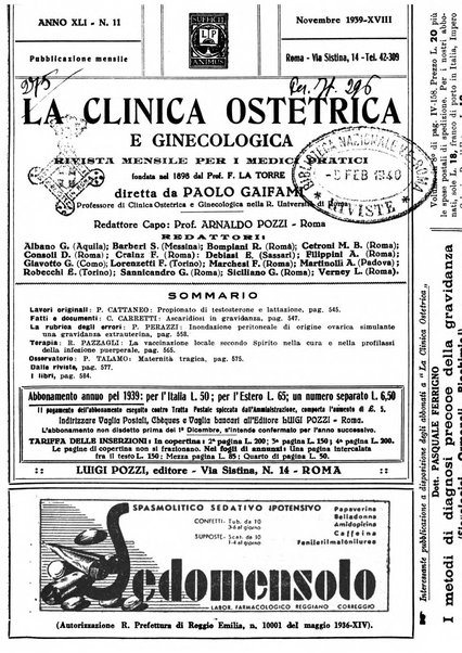 La clinica ostetrica e ginecologica rivista mensile per i medici pratici