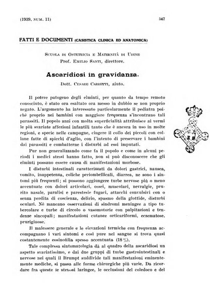 La clinica ostetrica e ginecologica rivista mensile per i medici pratici