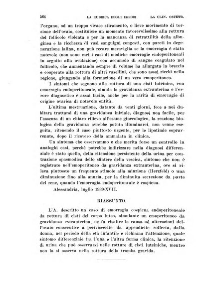 La clinica ostetrica e ginecologica rivista mensile per i medici pratici