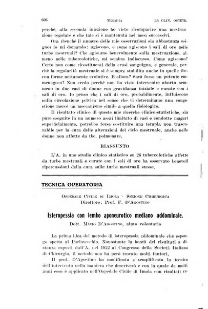 La clinica ostetrica e ginecologica rivista mensile per i medici pratici