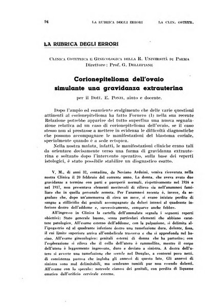 La clinica ostetrica e ginecologica rivista mensile per i medici pratici