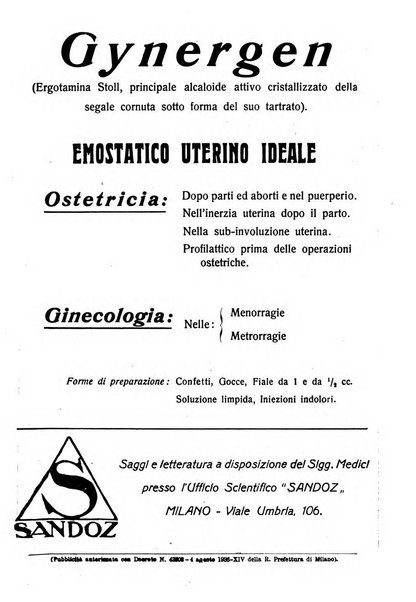 La clinica ostetrica e ginecologica rivista mensile per i medici pratici