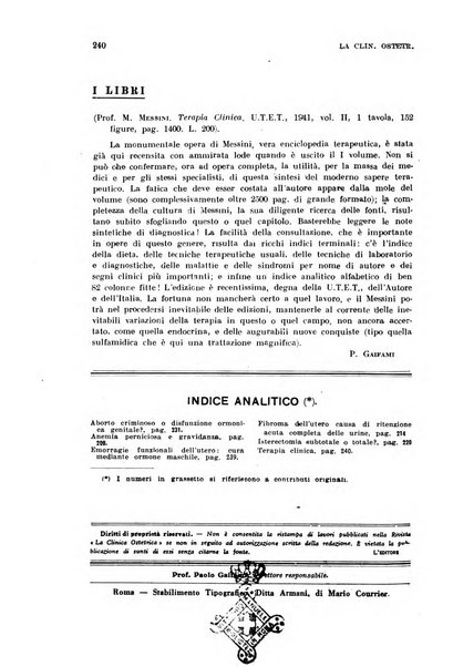 La clinica ostetrica e ginecologica rivista mensile per i medici pratici