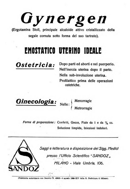 La clinica ostetrica e ginecologica rivista mensile per i medici pratici