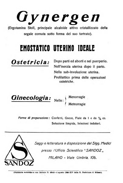 La clinica ostetrica e ginecologica rivista mensile per i medici pratici