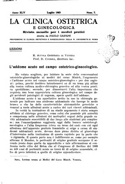 La clinica ostetrica e ginecologica rivista mensile per i medici pratici