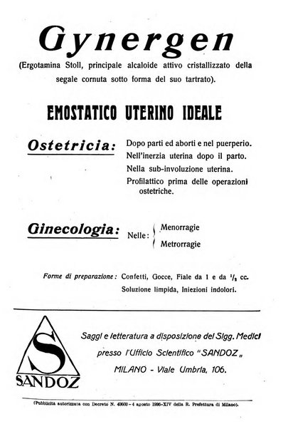 La clinica ostetrica e ginecologica rivista mensile per i medici pratici