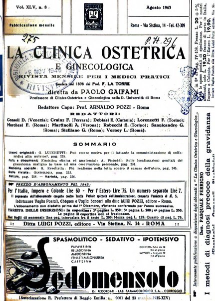 La clinica ostetrica e ginecologica rivista mensile per i medici pratici