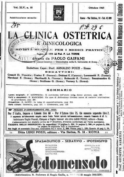 La clinica ostetrica e ginecologica rivista mensile per i medici pratici