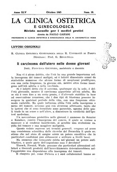 La clinica ostetrica e ginecologica rivista mensile per i medici pratici