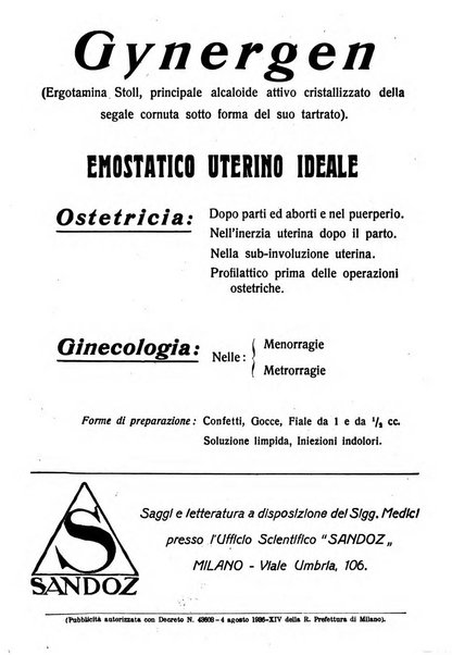 La clinica ostetrica e ginecologica rivista mensile per i medici pratici