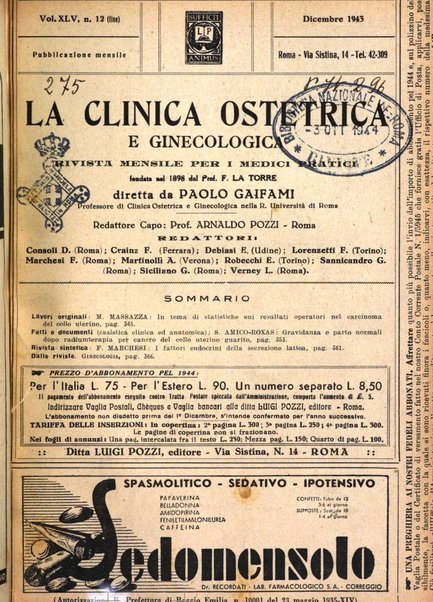 La clinica ostetrica e ginecologica rivista mensile per i medici pratici