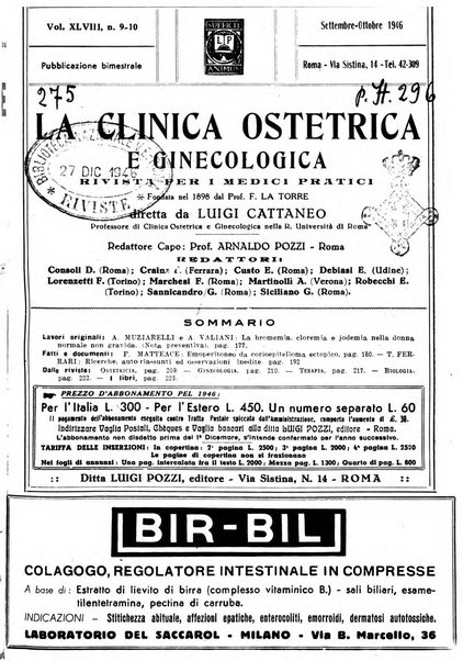 La clinica ostetrica e ginecologica rivista mensile per i medici pratici