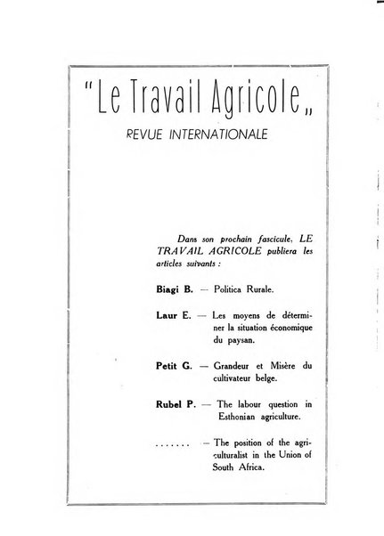 Le travail agricole revue internationale = international review = internationale zeitscrft [sic] = revista internacional