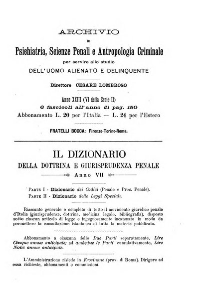 La scuola positiva nella dottrina e nella giurisprudenza penale