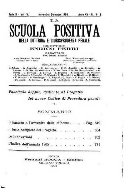 La scuola positiva nella dottrina e nella giurisprudenza penale