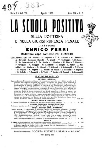 La scuola positiva nella dottrina e nella giurisprudenza penale