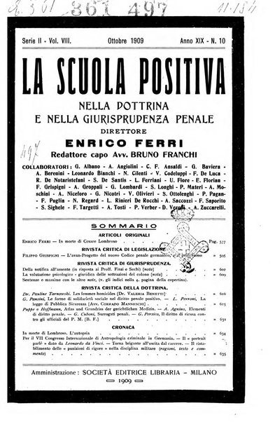 La scuola positiva nella dottrina e nella giurisprudenza penale