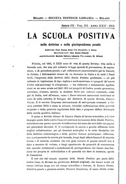 La scuola positiva nella dottrina e nella giurisprudenza penale