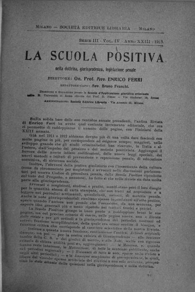 La scuola positiva nella dottrina e nella giurisprudenza penale