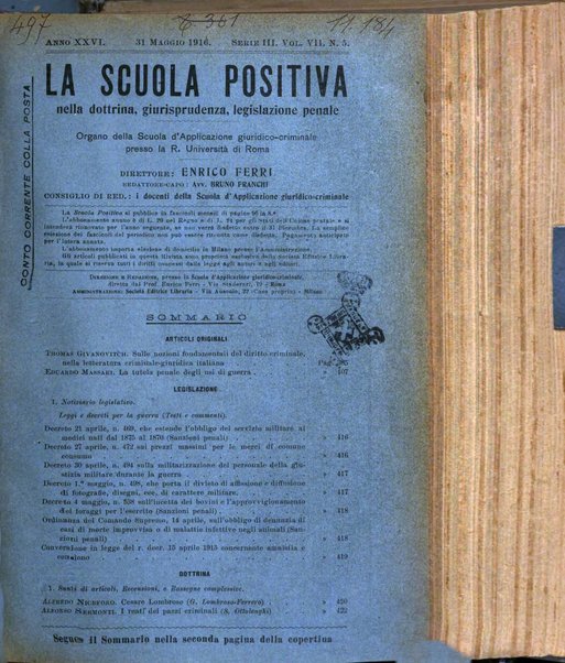 La scuola positiva nella dottrina e nella giurisprudenza penale