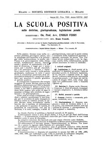 La scuola positiva nella dottrina e nella giurisprudenza penale