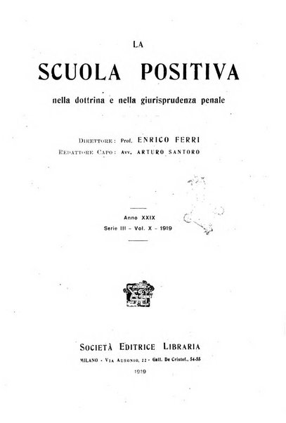 La scuola positiva nella dottrina e nella giurisprudenza penale